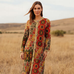 Double D Ranch long knit sweater coat cardigan duster bohemian geometric medium